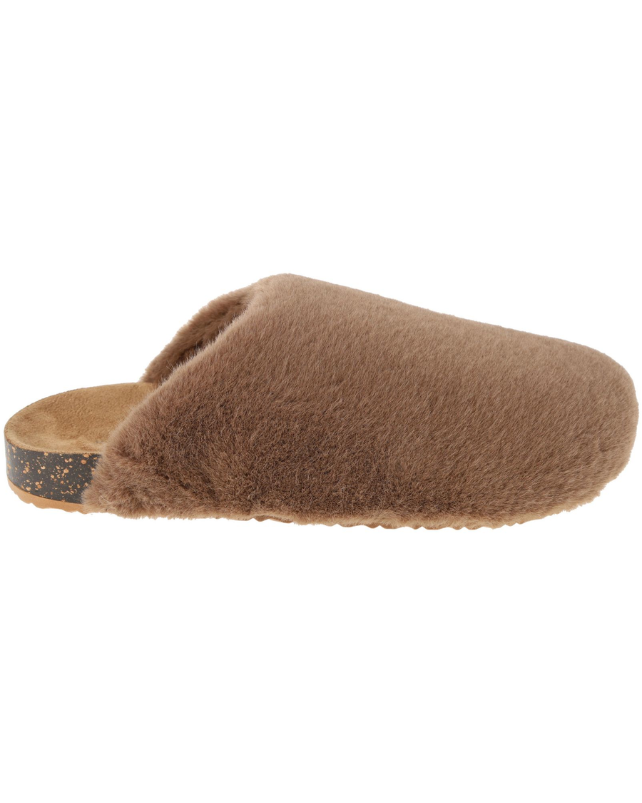 View of  Mink Brown Luxe Faux Fur Slip-on Clog.