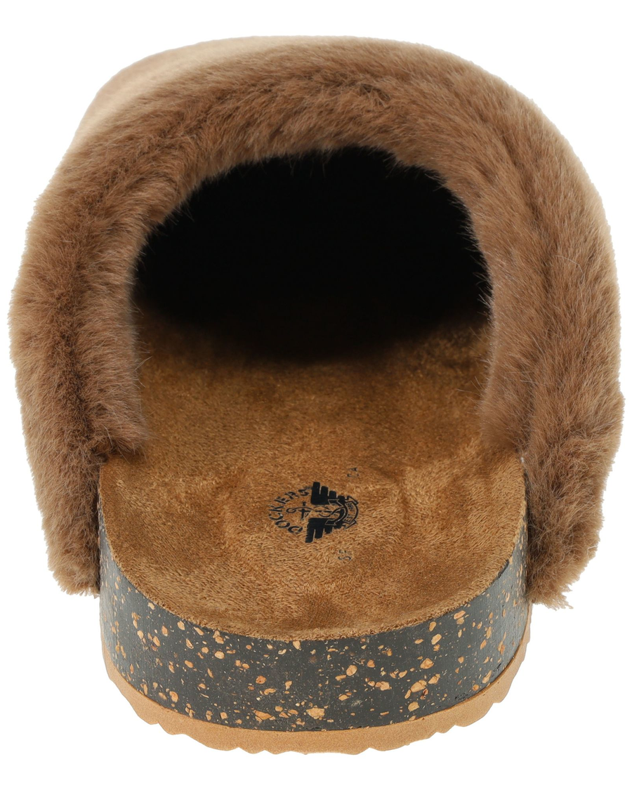 Back view of  Mink Brown Luxe Faux Fur Slip-on Clog.