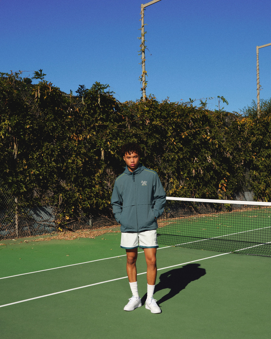 View of model wearing Mint Julep Racquet Club Retro 5.5" Short, Relaxed Fit.