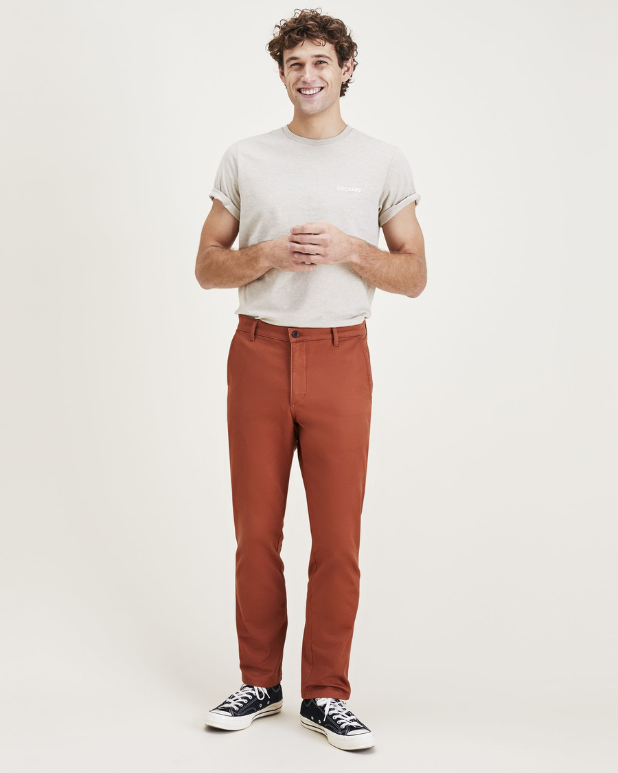 Front view of model wearing Mocha Bisque Original Chinos, Slim Fit.
