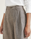View of model wearing Mole Grit Original Pleated Khakis, High Wide.