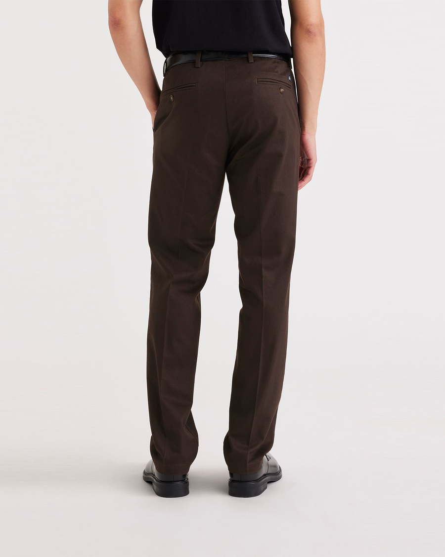 Back view of model wearing Mole Signature Iron Free Khakis, Slim Fit with Stain Defender®.