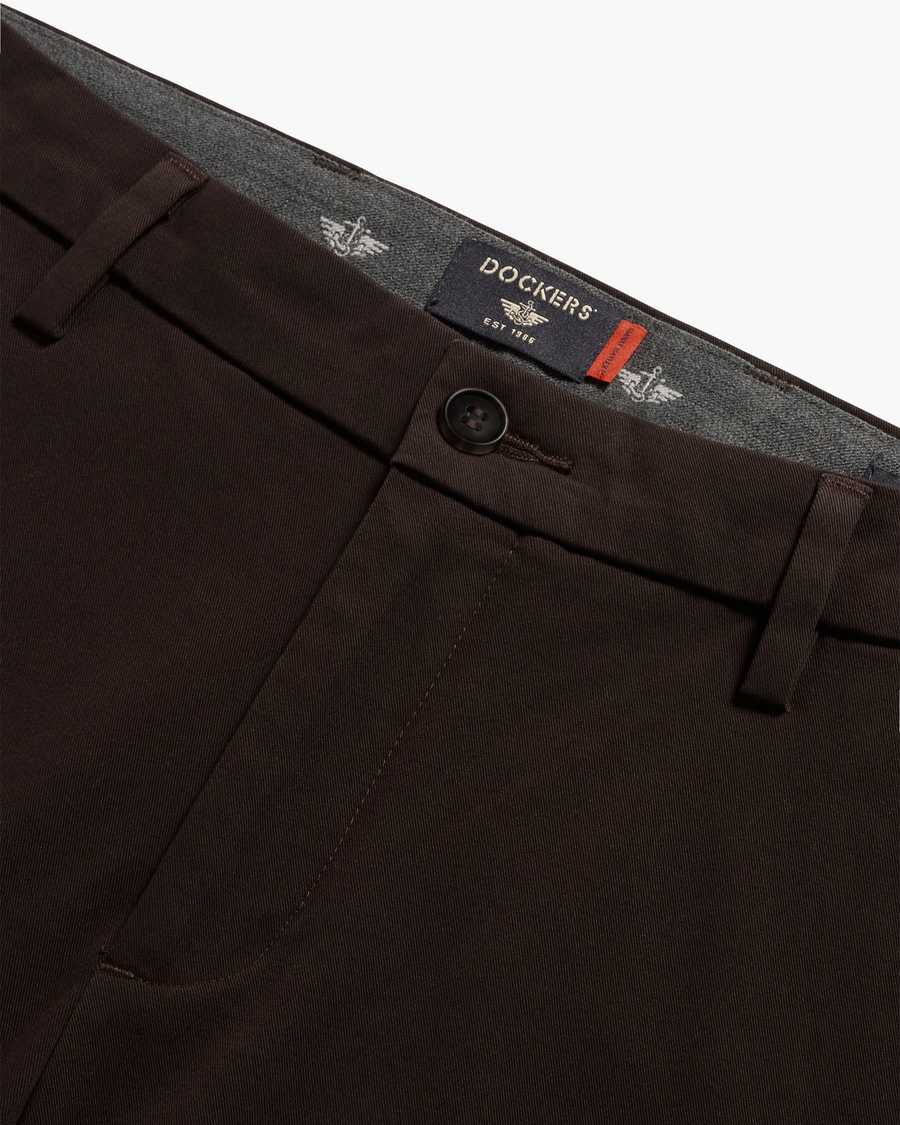 View of model wearing Mole Workday Khakis, Slim Fit.