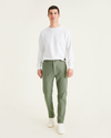 Front view of model wearing Mulled Basil Comfort Knit Chinos, Straight Fit.