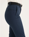 Side view of model wearing Navy Ash Weekend Chinos, Skinny Fit.