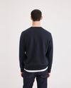 Back view of model wearing Navy Blazer Crewneck Sweatshirt, Regular Fit.