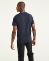 Back view of model wearing Navy Blazer Dockers® x Jon Rose Collection Pocket Logo Tee Shirt.