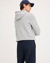 View of model wearing Navy Blazer Go Airweave Chino, Straight Fit.