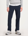 Front view of model wearing Navy Blazer Go Airweave Chino, Straight Fit.