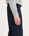 Side view of model wearing Navy Blazer Go Airweave Chino, Straight Fit.