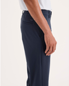Side view of model wearing Navy Blazer Go Chino, Slim Fit with Airweave.