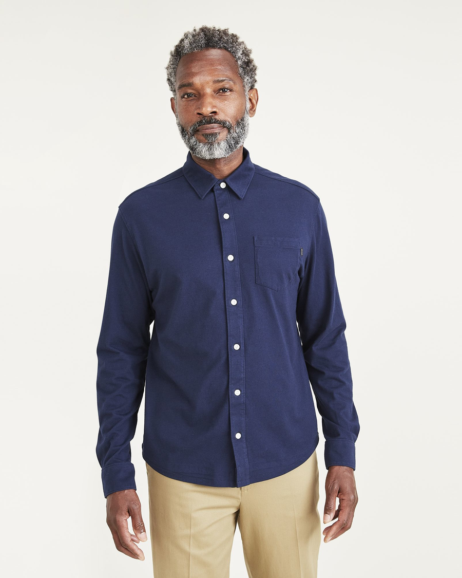 Knit Button Up Shirt Regular Fit Dockers