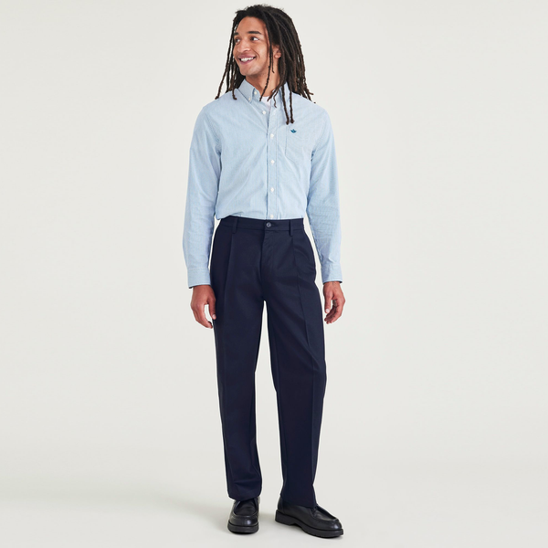 Signature Iron Free Khakis, Pleated, Relaxed Fit with Stain