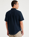 Back view of model wearing Navy Blazer Signature Stain Defender Shirt, Classic Fit.