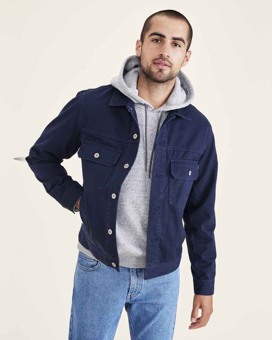 Mens Trucker Blue Flex Denim Jacket Outerwear - Luca Designs