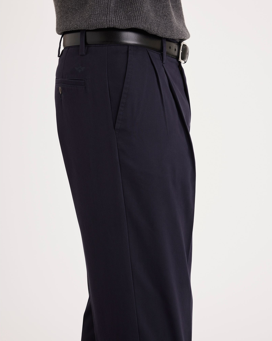 dockers dress pants pleated Dockers Men's Signature Classic Fit Pleated Iron Free Pants with Stain Defender - Dark Pebble