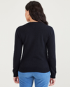 Back view of model wearing Navy Glory Sweater, Regular Fit.