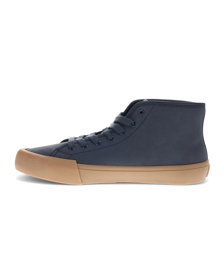 View of  Navy / Gum Forbes High Top Sneakers.