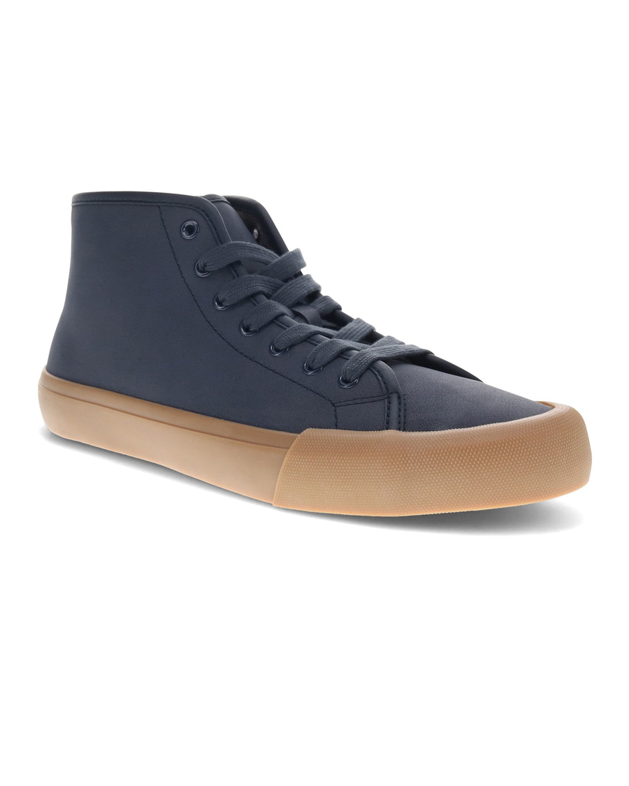 Front view of  Navy / Gum Forbes High Top Sneakers.