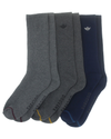 Front view of  Navy Multi 1/2 Cushion Crew Sock with Embrodiery, 3 Pack.