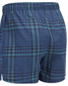 Back view of  Navy Plaid Cotton Woven Boxers, 3 Pack.