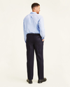 Back view of model wearing Navy Signature Khakis, Pleated, Classic Fit (Big and Tall).