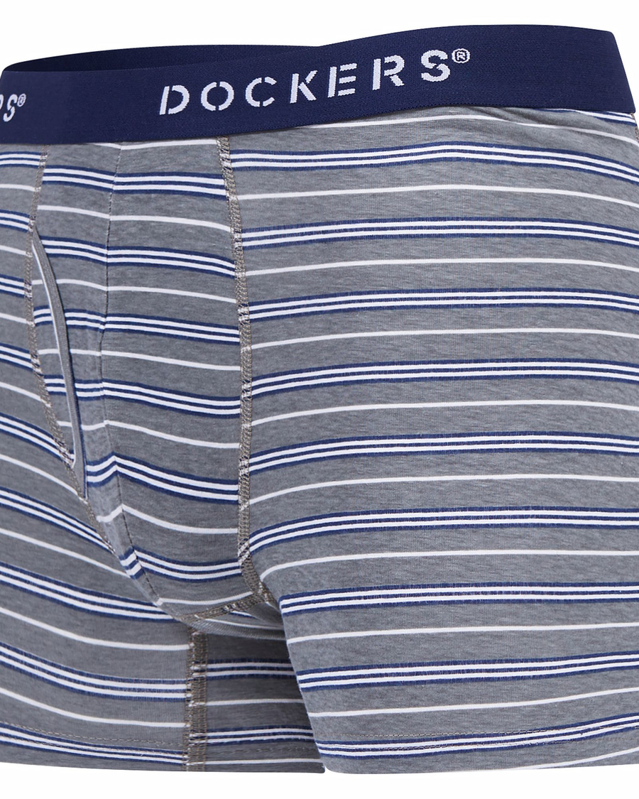 View of  Navy Stripe Cotton Stretch Boxer Brief, 4 Pack.