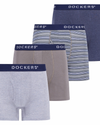 Front view of  Navy Stripe Cotton Stretch Boxer Brief, 4 Pack.
