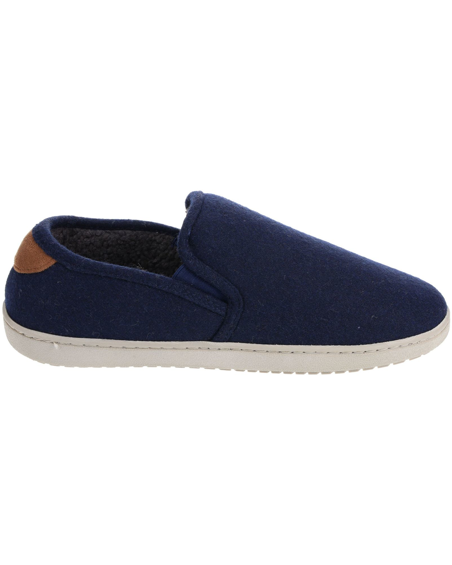 View of  Navy Wool Slip-on Slippers.