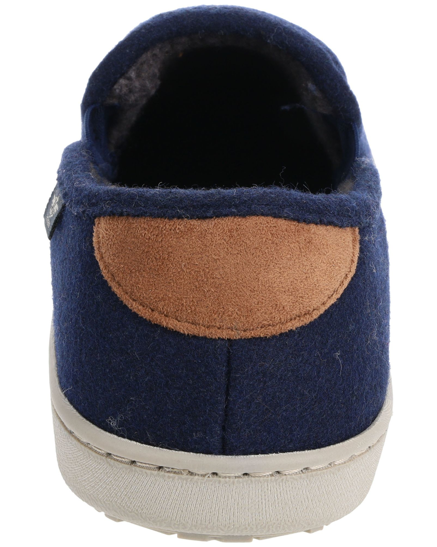 Back view of  Navy Wool Slip-on Slippers.