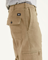 View of model wearing New British Khaki Go-To Cargos, Straight Fit (Big and Tall).