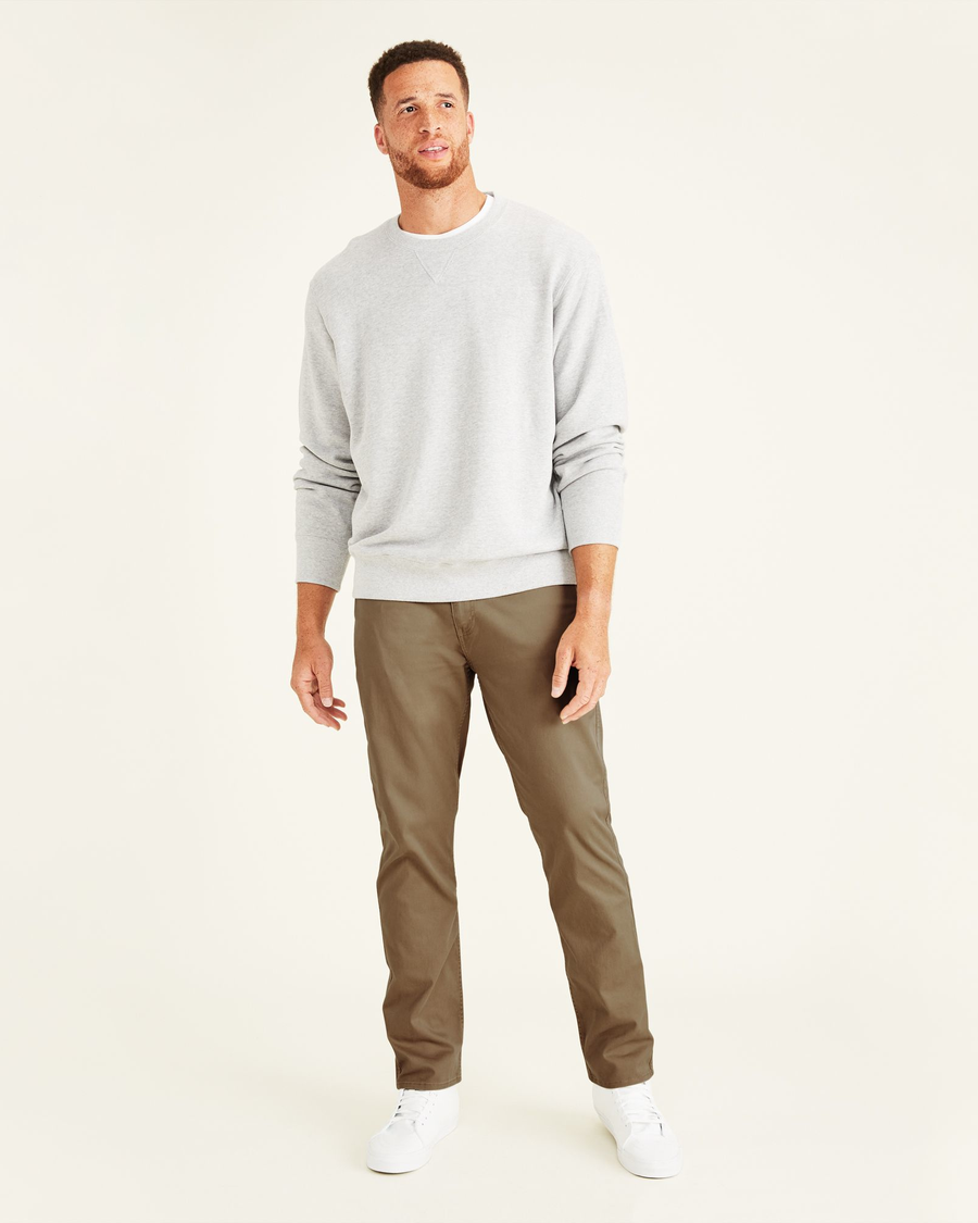 Front view of model wearing New British Khaki Jean Cut Pants, Straight Fit (Big and Tall).