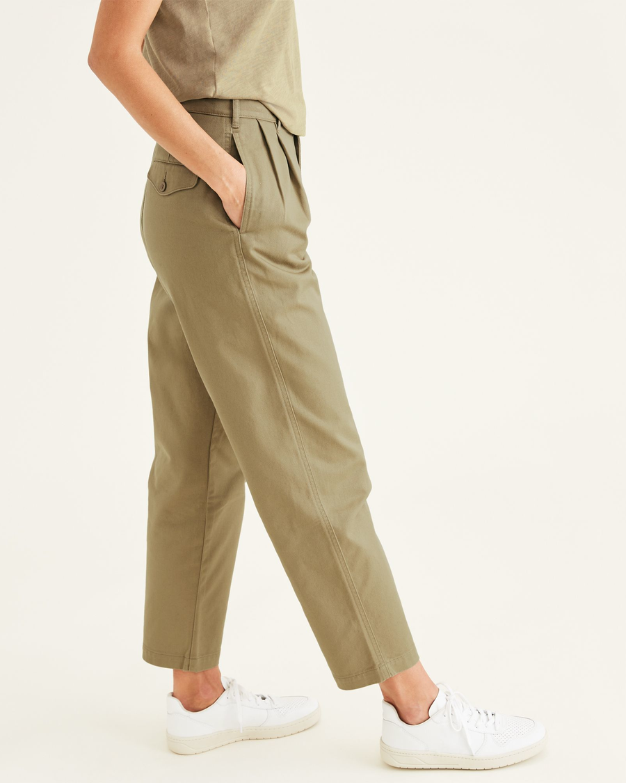 Sonoma Mid Rise Straight Khaki Pants Women's 14 Elastic Sides