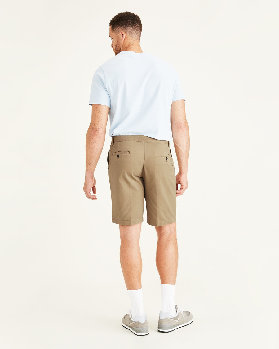 Back view of model wearing New British Khaki Perfect 10.5" Shorts (Big and Tall).