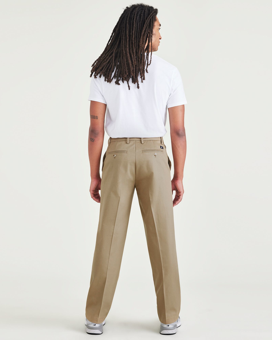 Back view of model wearing New British Khaki Signature Iron Free Khakis ...
