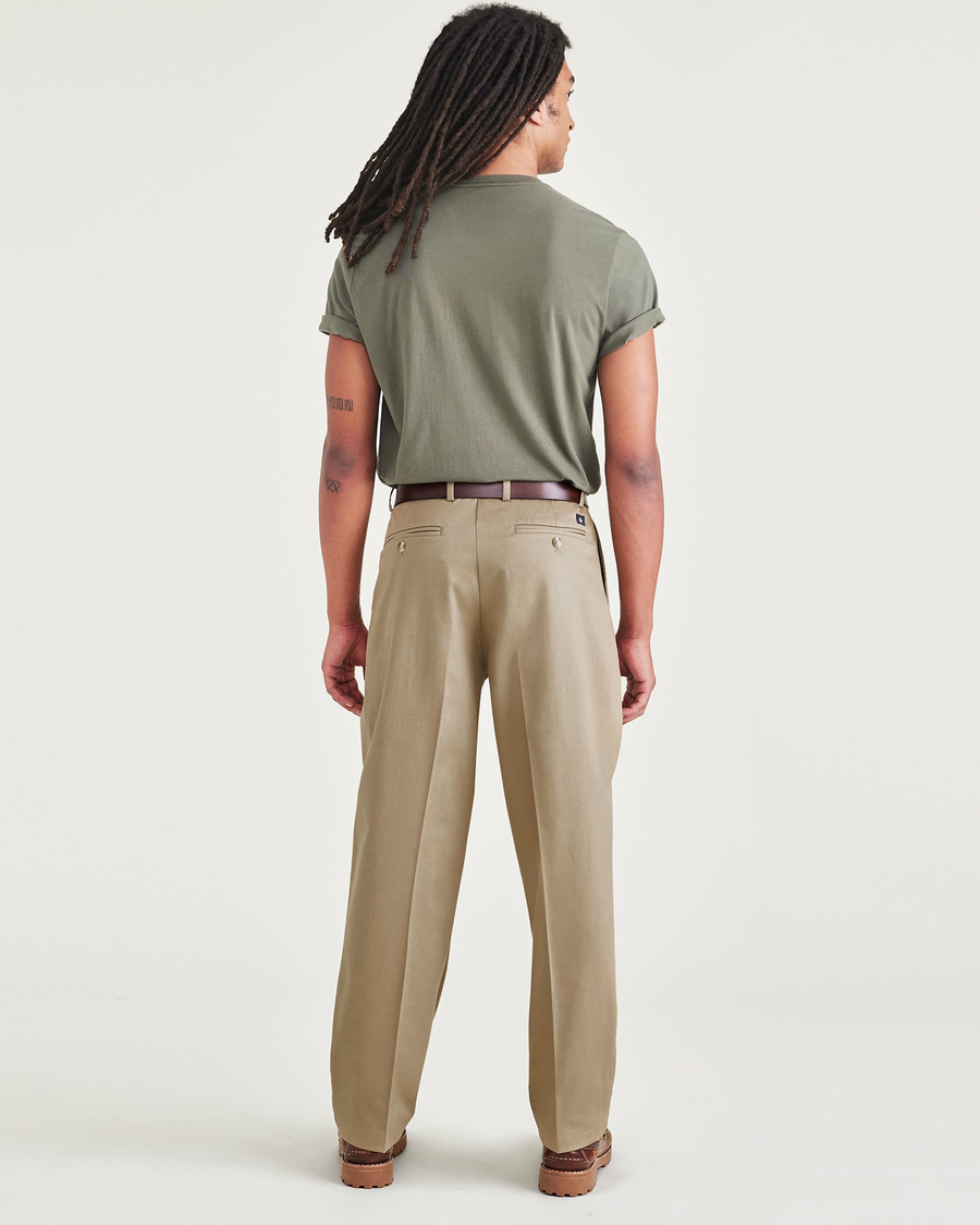 Signature Iron Free Khakis, Pleated, Relaxed Fit with Stain
