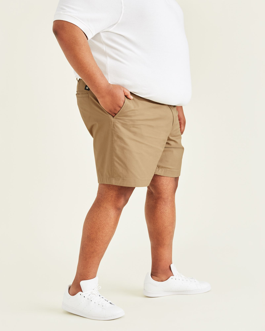 thumbnail image 2 of Big & Tall Men's Casual Khaki Shorts - Flat Front, Relaxed Fit, Belt Loops, Sizes 44-54 (Black, Navy, Khaki) 2 of 6