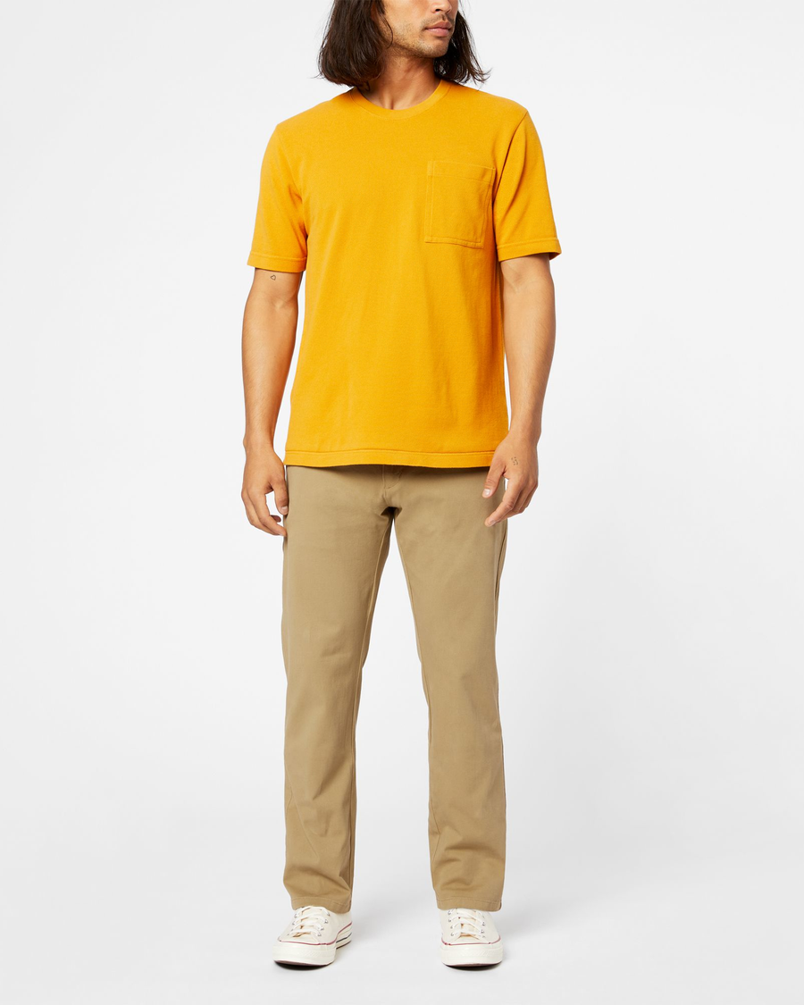 Front view of model wearing New British Khaki Ultimate Chinos, Straight ...