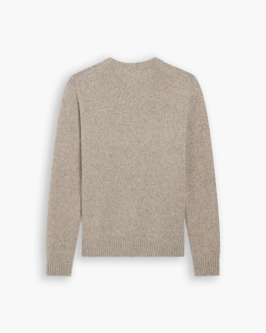 View of model wearing New England Twill Premium Crewneck Sweater, Regular Fit.