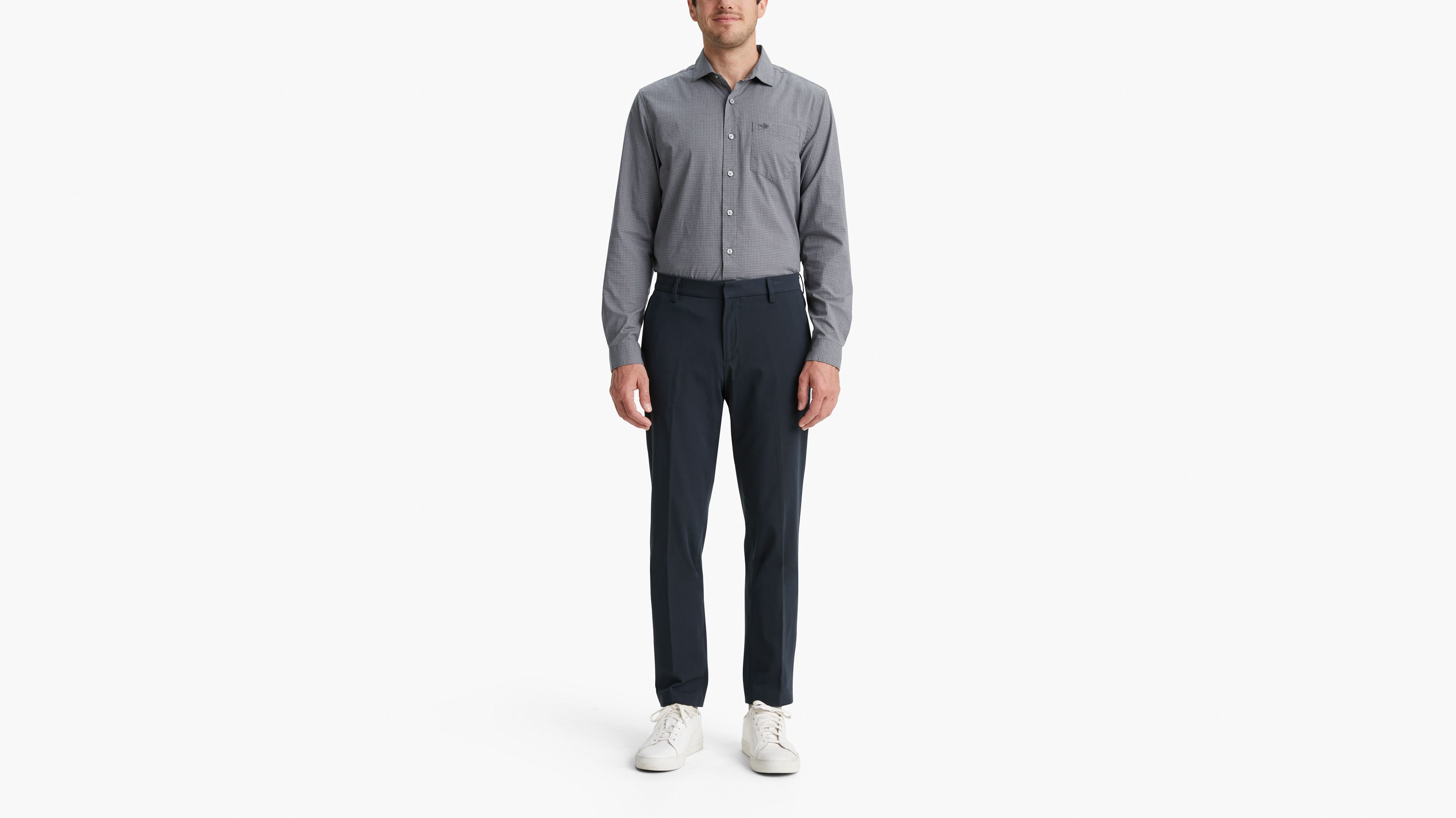 Amazon.com: Men's High Waist Business Suit Trousers Urban Slim-Fit  Flat-Front Dress Pant Stretch Texture Weave Work Pant (Black,30): Clothing,  Shoes & Jewelry