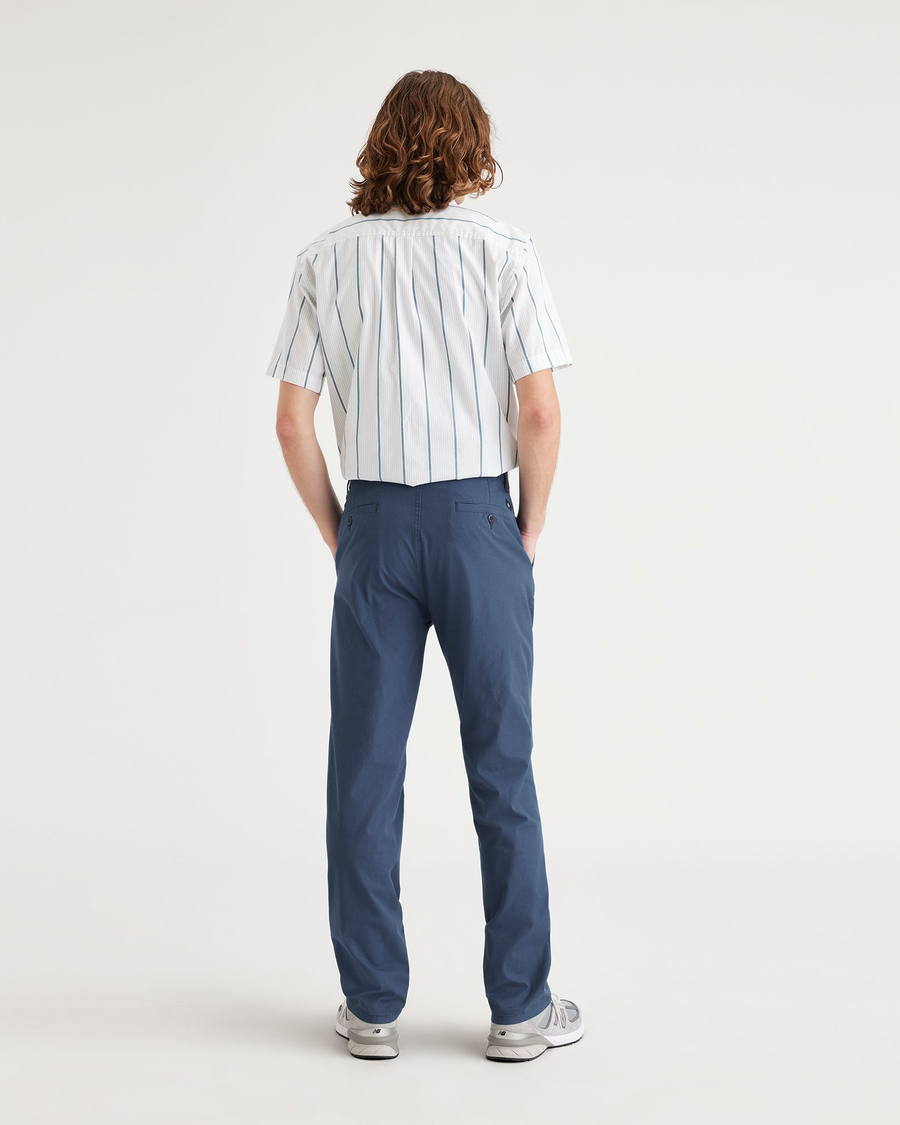 Back view of model wearing Ocean Blue Ultimate Chinos, Straight Fit.