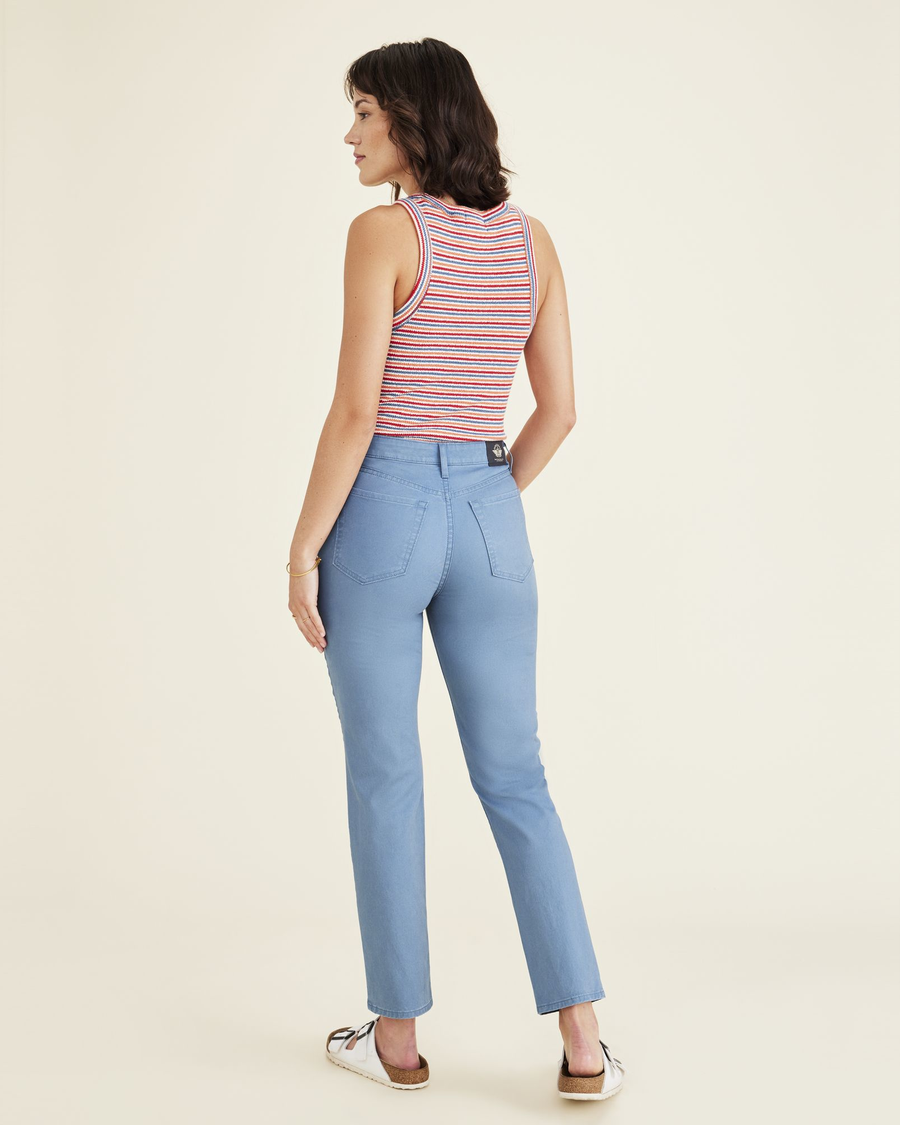 Back view of model wearing Oceanview Jean Cut Pants, High Slim Fit.