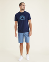 Front view of model wearing Oceanview Perfect 10.5" Shorts.
