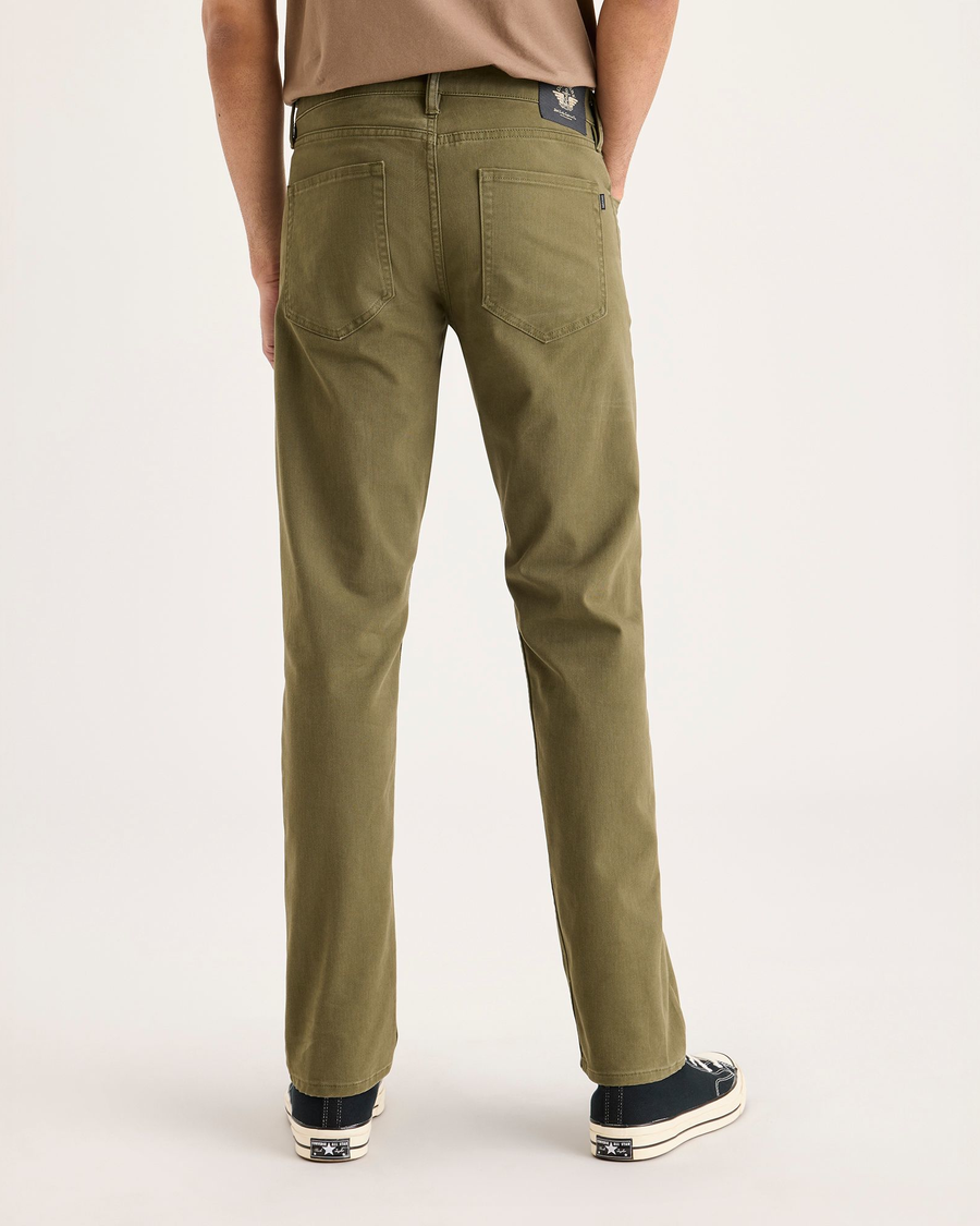 Back view of model wearing Olive Night All-Day 5-Pocket, Slim Fit.