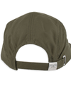 Back view of  Olive Nylon Camp Hat with Embroidered Logo and Flat Brim.