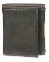Front view of  Olive Trifold Wallet w/ Bill Divider.