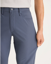 View of model wearing Ombre Blue Go Airweave 5-Pocket, Slim Tapered Fit.