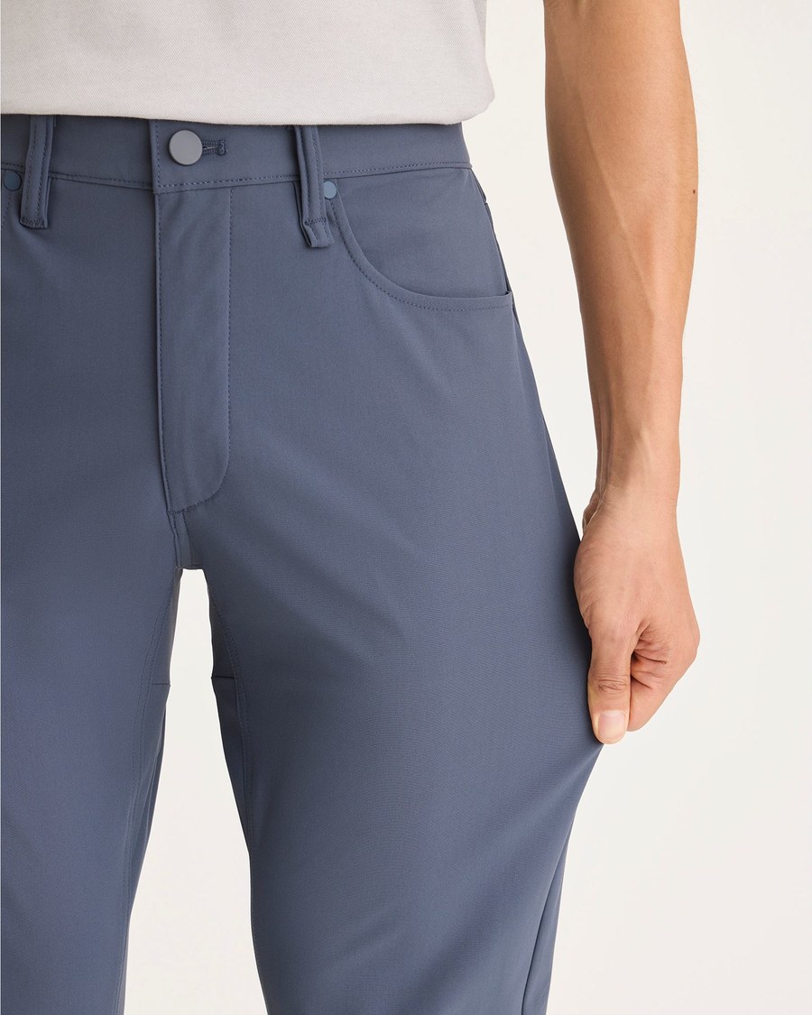 View of model wearing Ombre Blue Go Airweave Chino, Slim Tapered Fit.