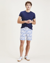 Front view of model wearing Orient Blue Playa 7" Shorts.