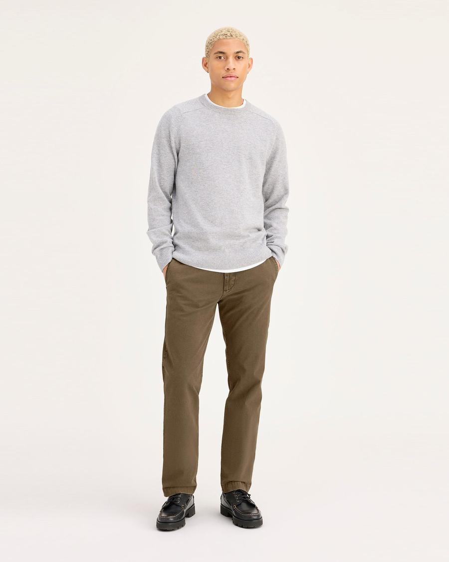 Front view of model wearing Otter Stone Wash Alpha Chino, Slim Fit.